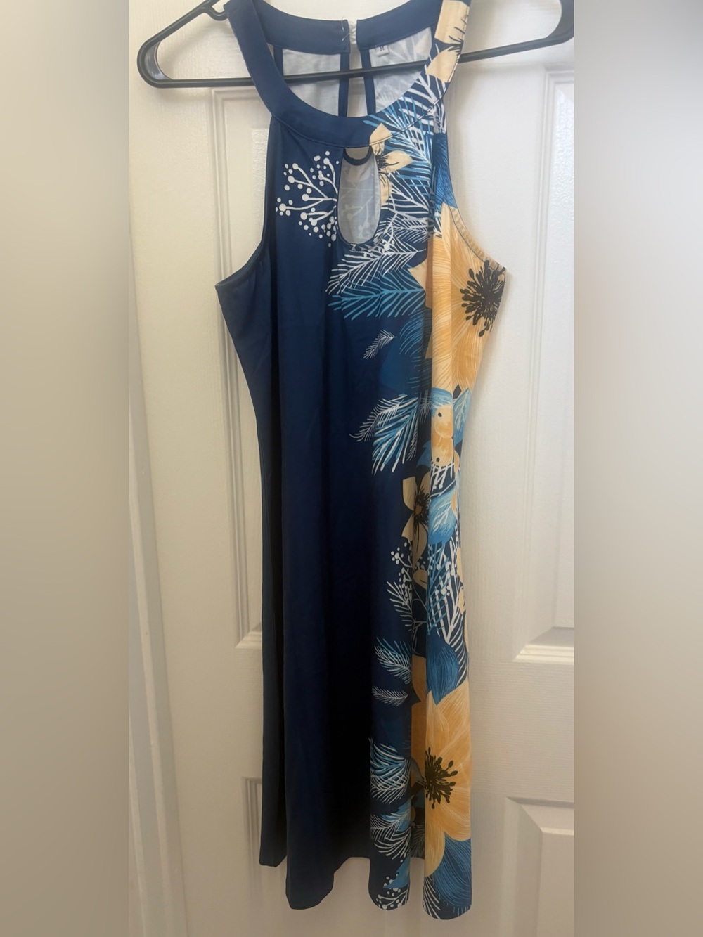Halter Floral Maxi Dress in Navy and Yellow